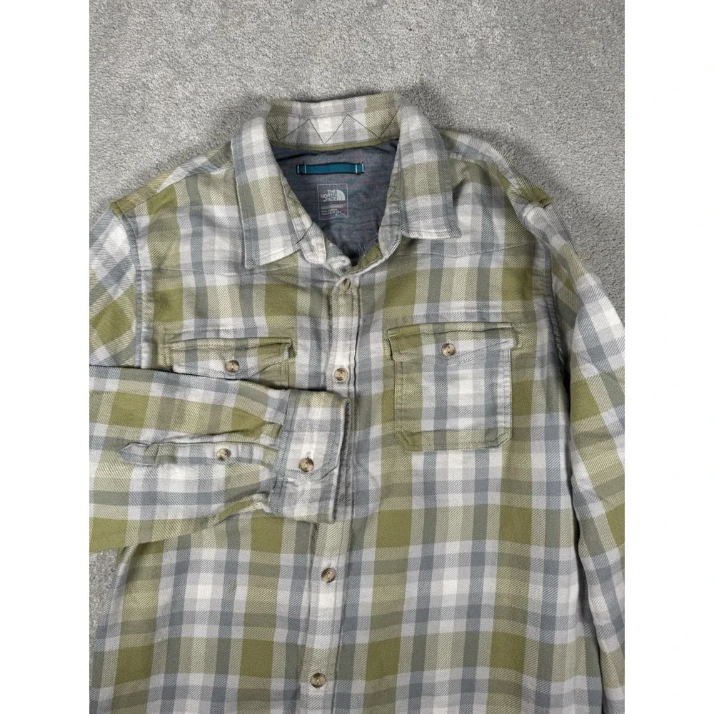 The North Face Hayes Flannel Long Sleeve Shirt Men's XL Yellow Plaid Outdoors**‎